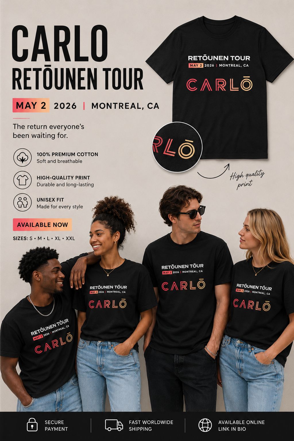 Custom Retounen Tour Montréal May 2nd Tee